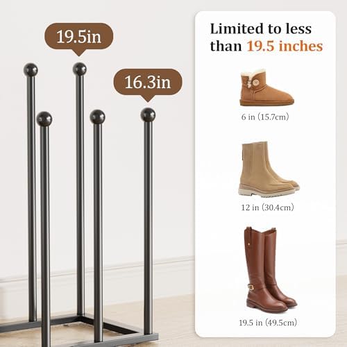Freestanding Boot Rack, Shoe Storage Organizer Fit for 8 Pairs, Black - Image 2
