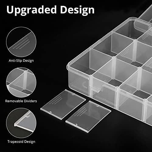 Exptolii 18 Grids Plastic Organizer Box with Dividers, Clear Compartment Container Storage for Beads Crafts Jewelry Fishing Tackles, Size 7.9 x 6.2 x 1.2 in - Image 4