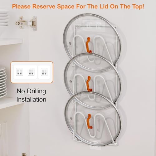 Durmmur 2 Pack Pot Lid Organizer, 6-Tier Lid Holder for Cabinet Door & Wall - Image 4