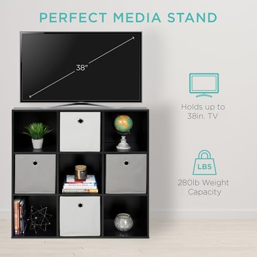 Best Choice Products 9-Cube Storage Organizer, 13.5in Shelf Opening, Bookcase, Display Shelf, Customizable w/ 3 Removable Back Panels – Black - Image 5