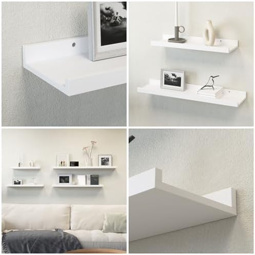 Boswillon Floating Shelves Set of 2, Long Wall Shelf with Lip, 56in, White - Image 5