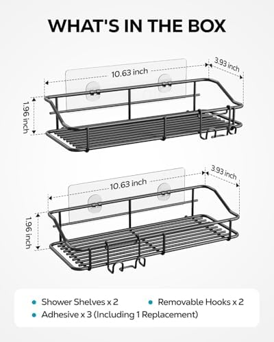 Nieifi Shower Caddy Adhesive, Shower Shelves, Shampoo Holder for Bathroom - Image 3