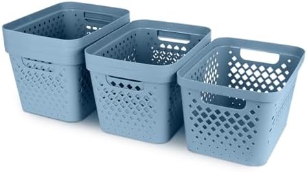 Glad Plastic Storage Basket Set, Value Pack of 6 | Open Storage Bins for Shelves, Bathroom, Pantry, Closet | Nesting Organizer Boxes with Handles, 4 Gallon, Marina Blue - Image 6