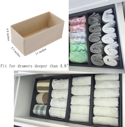 Bructhun Drawer Organizer Set of 4- Fabric Storage Bins for Clothes, Underwear, Socks & Bras - 11" Dresser Dividers for Bedroom Closet - Image 2