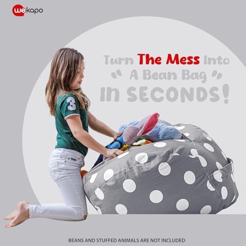 WEKAPO Stuffed Animal Storage Bean Bag Chair Cover for Kids - Image 3