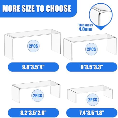 Acrylic Display Risers (7" L~9" L), 2 Sets Clear Tabletop Display Stand - Image 4