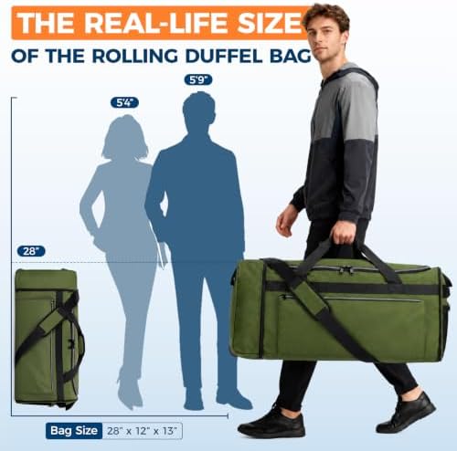 uarition 70L Foldable Rolling Duffle Bag with Wheels - Image 2