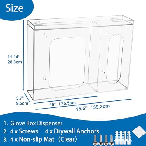 SEANADO Acrylic Disposable Glove Holder for Wall Mount or Tabletop , Clear Glove Box Organizer Rack Dispenser with Lid for Tissues, Beard Cover, Face Masks, Bags,Hairnet and Shoe Covers - Image 6
