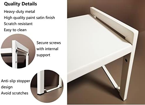 Expandable Cabinet Shelf 7.9"D Adjustable Countertop Riser Metal Rack White - Image 3
