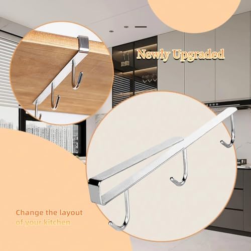 Mug Hooks Under Cabinet , 304 Stainless Steel Cup Hooks for Hanging Under Shelf, Mug Organizer Rack with 6 Hooks for Displaying Mugs, Coffee Cups and Kitchen Utensils,Fit for 0.8" or Less thickness - Image 4