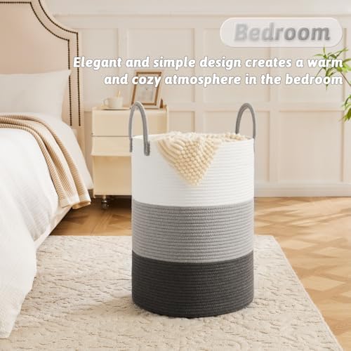 Artfeel Laundry Basket,Woven Cotton Rope Laundry Hamper,100L for Decorative Storage of Dirty Clothes,Toys and Blankets in Bathroom,Bedroom and Living Room - Image 4