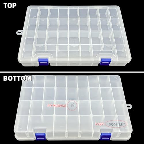 DUOFIRE Plastic Organizer Storage Box, Adjustable Divider 34 Grids, 2 Pack - Image 2