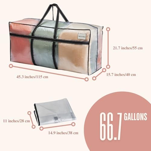 VENO Extra Large Moving Bags, Christmas Tree Storage, Clear, 2 Pack - Image 4