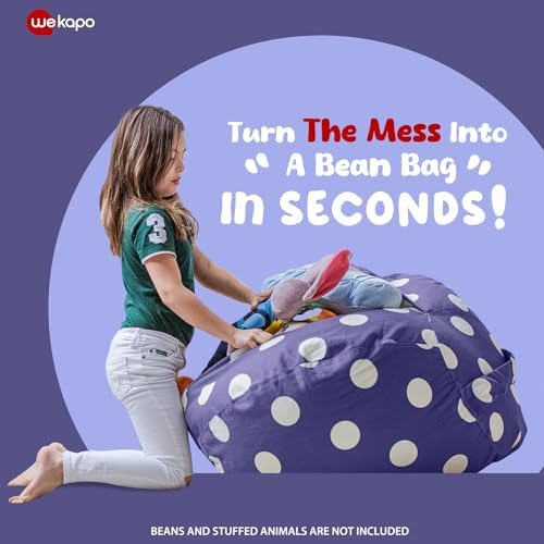 WEKAPO Stuffed Animal Storage Bean Bag Chair Cover for Kids - Image 3