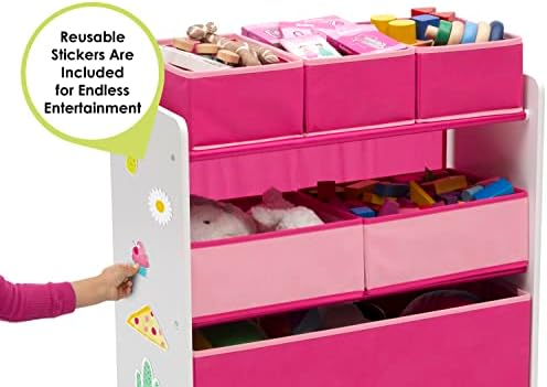 Delta Children Design and Store 6 Bin Toy Organizer, White/Pink - Image 3