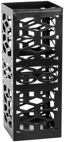 ZENFUN Metal Umbrella Holder Stand for Entryway, Square Umbrella Organizer, Walking Sticks Storage Bin Freestanding for Home, Office, Hotel, Black, 5.9 x 5.9 x 15.7 Inches by ZENFUN
