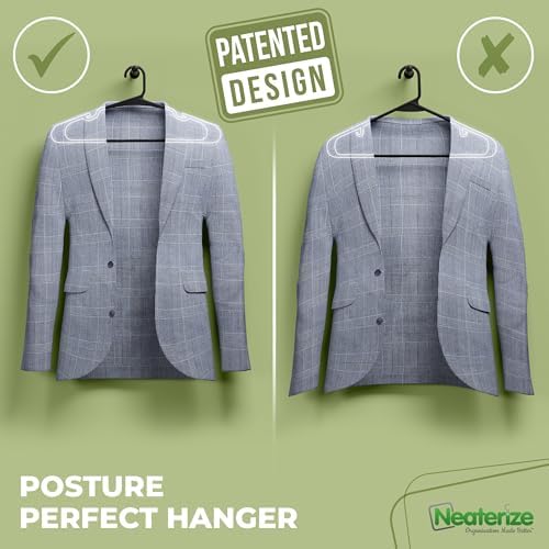 NEATERIZE Clothes Hangers Plastic 100 Pack for Adults - Plastic Hangers, The Perfect Coat Hanger and Space Saving Clothes Hangers for Closet - Black Hangers - Image 3