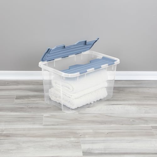 SteriliteHinged Lid Storage Box Plastic Container, 60 Quart, 12 Pack - Image 4