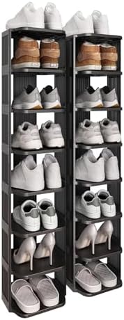 Kitstorack Stackable 16-Tier Shoe Rack for Closet & Entrance - Tall, Narrow, Vertical Shoe Stand - Plastic, Free Standing - Ideal for Small Spaces by Kitstorack
