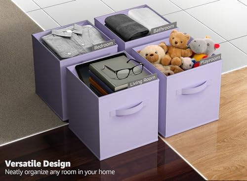 Sorbus Fabric Storage Cubes, 6-Pack Foldable Bins (13 Inch, Pastel Purple) - Image 5
