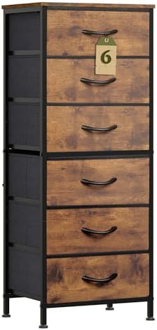 WLIVE Tall Dresser for Bedroom, 6 Drawer Dresser, Rustic Brown by WLIVE