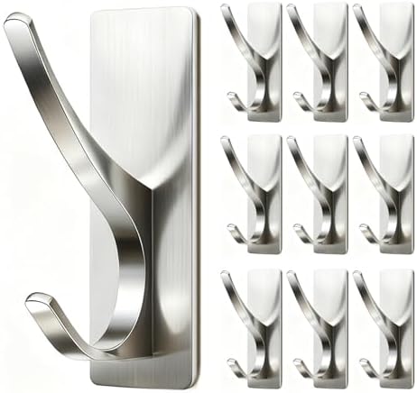 pickpiff 10 Pcs Brush Nickel Self-Adhesive Hook, 13LB Hanger for Coat/Towel by pickpiff
