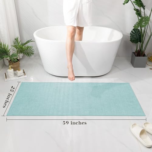 chakme Bathroom Rugs Mat 59x25, Ultra Thin Non Slip Bath Mat Large Quick Dry Absorbent Bath Mat for Bathroom Floor, (Navy Blue, 59"x25") - Image 2