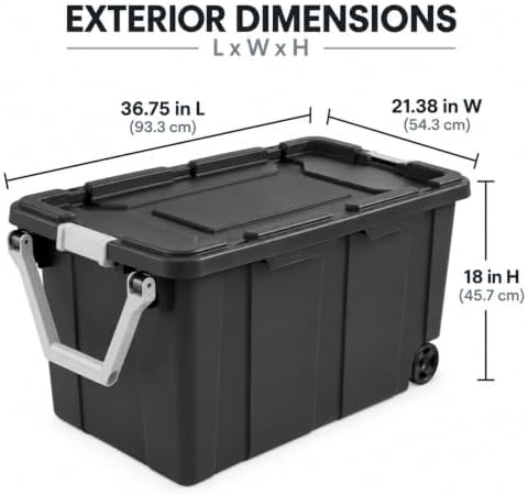 40 Gal Wheeled Storage Bin with Latching Lid 2-Pack for Garage - Image 2