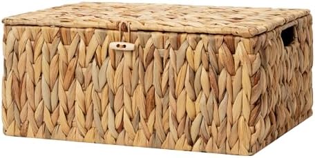 StorageWorks Wicker Basket with Lid, Storage Baskets with Lids, Hyacinth by StorageWorks