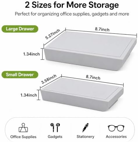 Under Desk Drawer, 2 Pack Self Adhesive Slide Out Desk Storage Drawers - Image 2