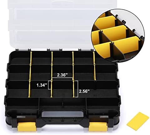 Mayouko Double Side Tools Organizer, Customizable Removable Plastic Dividers, Hardware Box Storage, Small Parts Organizer, 34-Compartment, Black/Yellow - Image 5