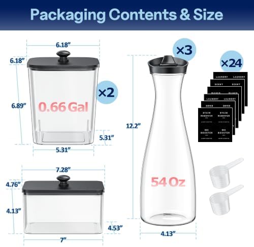 2+1+3 Pack Laundry Pods Containers & Laundry Detergent Dispenser & Dryer Sheet Holders, Laundry Room Organization and Storage with Lids, Labels and Scoops for Laundry Detergent, Scent Boosters, Pods - Image 7