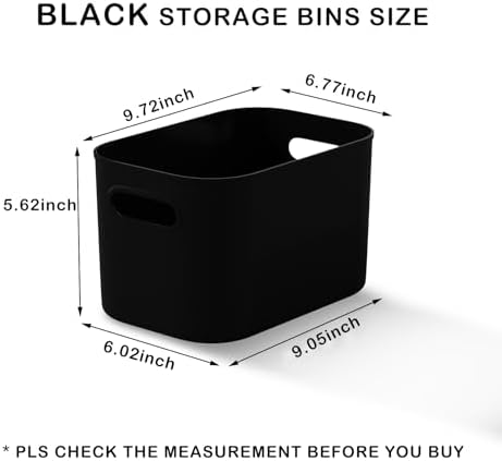 ORGIDOL 10 Pack Black Plastic Storage Bins, Storage Container for Organizing, Storage Boxes with Handle for Shelves, Cute Organizer Bins for Craft, Snacks, Pantry, Cabinet, 9.69x6.7x5.7 inch - Image 7