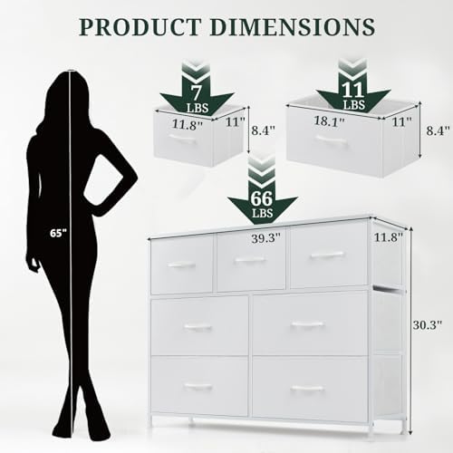 7-Drawer Dresser for Bedroom, Anti-Tip Wide Storage Organizer Fabric - Image 3