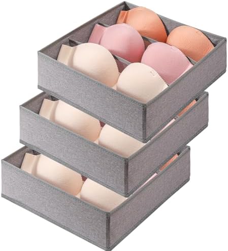 Bra Storage Drawers Organizer for Clothing Underwear Dresser Drawer Organizer Dividers Foldable Storage Cube Bins for Bra, Underwear,3 Pack （Grey） by Unknown
