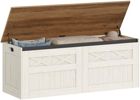Hzuaneri 47 inches Farmhouse Storage Chest and Bench | 59 Gal | 330lb Seat by Hzuaneri