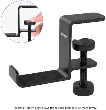 aceyoon Under Desk Headphone Hanger, Aluminum Headphone Stand,Headset Holder Space-Saving for Bag/Backpack/GamingHeadphone, Black - Image 6