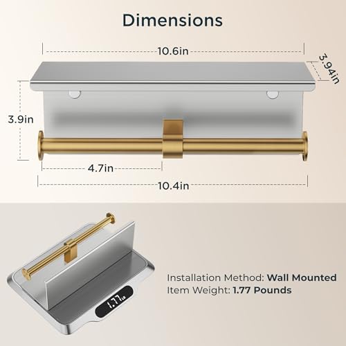FORIOUS Toilet Paper Holder with Shelf, Commercial Toilet Paper Dispensers - Image 6