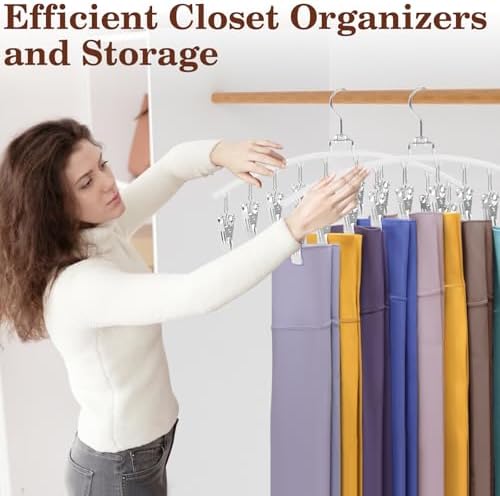 2 Pack Legging Organizer for Closet 360° Swivel, Space Saving Metal Gym Clothes Hangers w/20 Clips Holds 20 Leggings, Closet Organizers and Storage, Room Organization Essentials, White - Image 6
