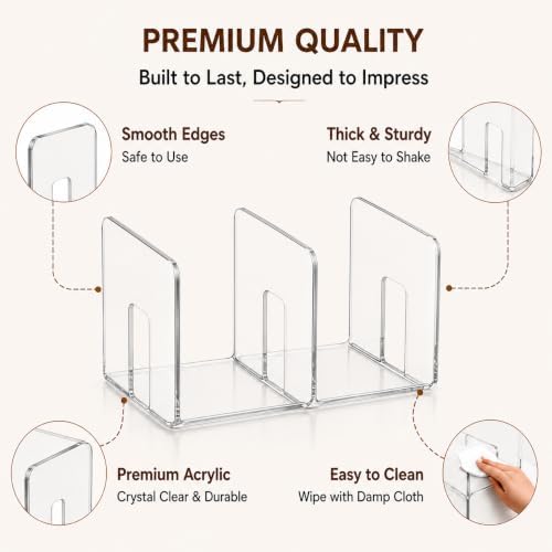 Glxgow 4 Pack Acrylic Purse Organizer for Closet, 12-Slot Clear Handbag Storage Compartments, No Assembly Shelf Divider for Wallets and Clutches - Image 3