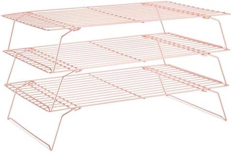 Briout Cooling Rack for Cooking Baking 3 Tiers,16"x10" Wire Rack, Rose Gold by Briout