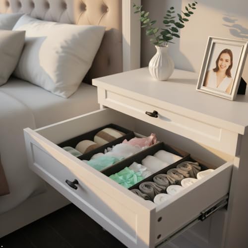 Bructhun Drawer Organizer Set of 4- Fabric Storage Bins for Clothes, Underwear, Socks & Bras - 11" Dresser Dividers for Bedroom Closet - Image 4