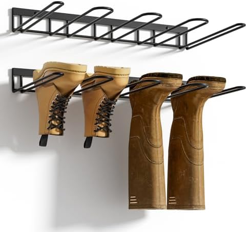 Zacurter Wader Hangers, Metal Wall Mounted Shoe Rack - 4 Pair Boot Organizer for Tall and Cowboy Boots - Entryway and Garage (2 Pack) by ZACURTER