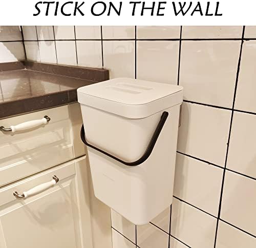stonespace Hanging Trash Can, 3.2 Gallon Small Waste Bin with Lid, White - Image 2