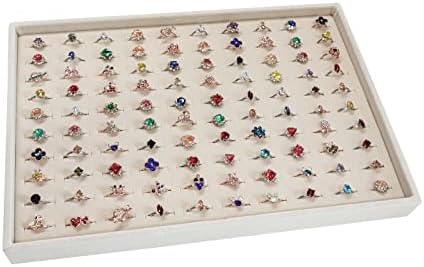 Stratelife 100 Slots Velvet Ring Organizer Tray, 13.8" x 9.4" x 1.2" - Image 3
