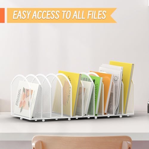 MINDEPOT Desk File Organizer 5 Sections Desktop Organizer File Sorter Office Organization File Folder Holder for Office School & Classroom (White, 5 Section - 1Pack) - Image 6
