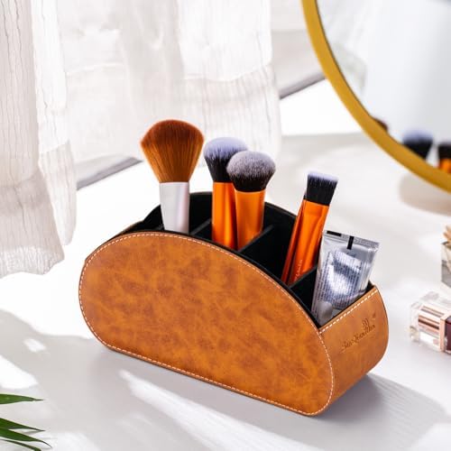 Remote Control Holders Organizer Box with 5 Compartment PU Leather Caddy - Image 5