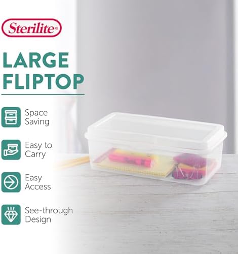 Sterilite Rectangular Large FlipTop, Clear Plastic Storage Box, 24-Pack - Image 3