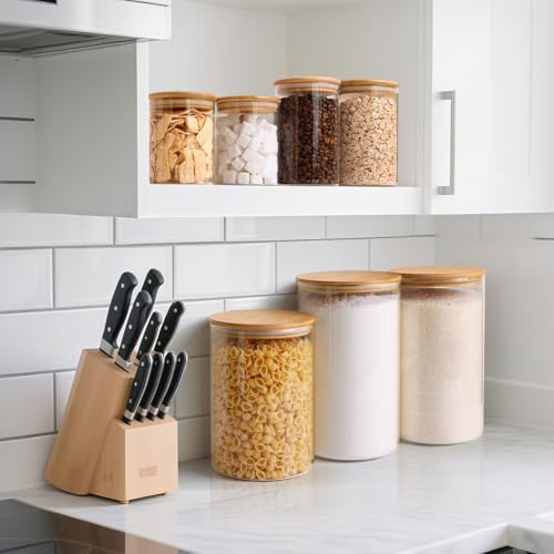 ComSaf Glass Storage Jars with Bamboo Lids 1.8 Qt 2 Pack Large Round - Image 6