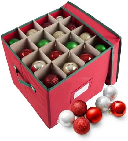 Elf Stor Christmas Ornament Storage Box, Red, 12” x 12” x 12” by ElfStor